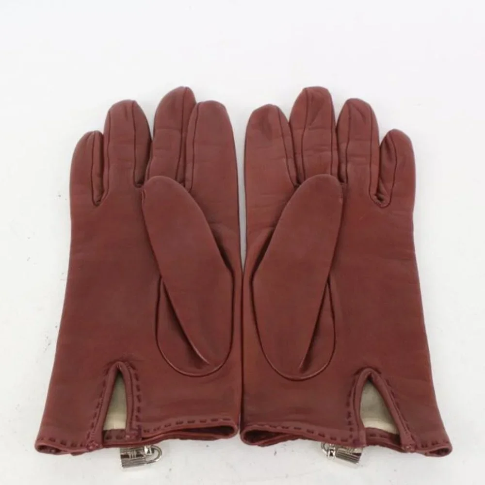 Hermès Size 6 Burgundy Leather Kelly Hommage Glove